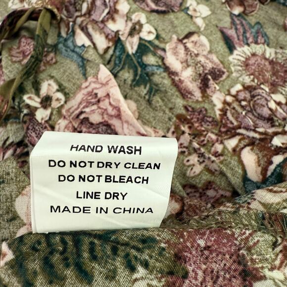 Mia Joy Floral Wrap Midi Dress | Green Boho V-Neck Feminine Dainty | Sz 10 | NWT - Picture 7 of 15